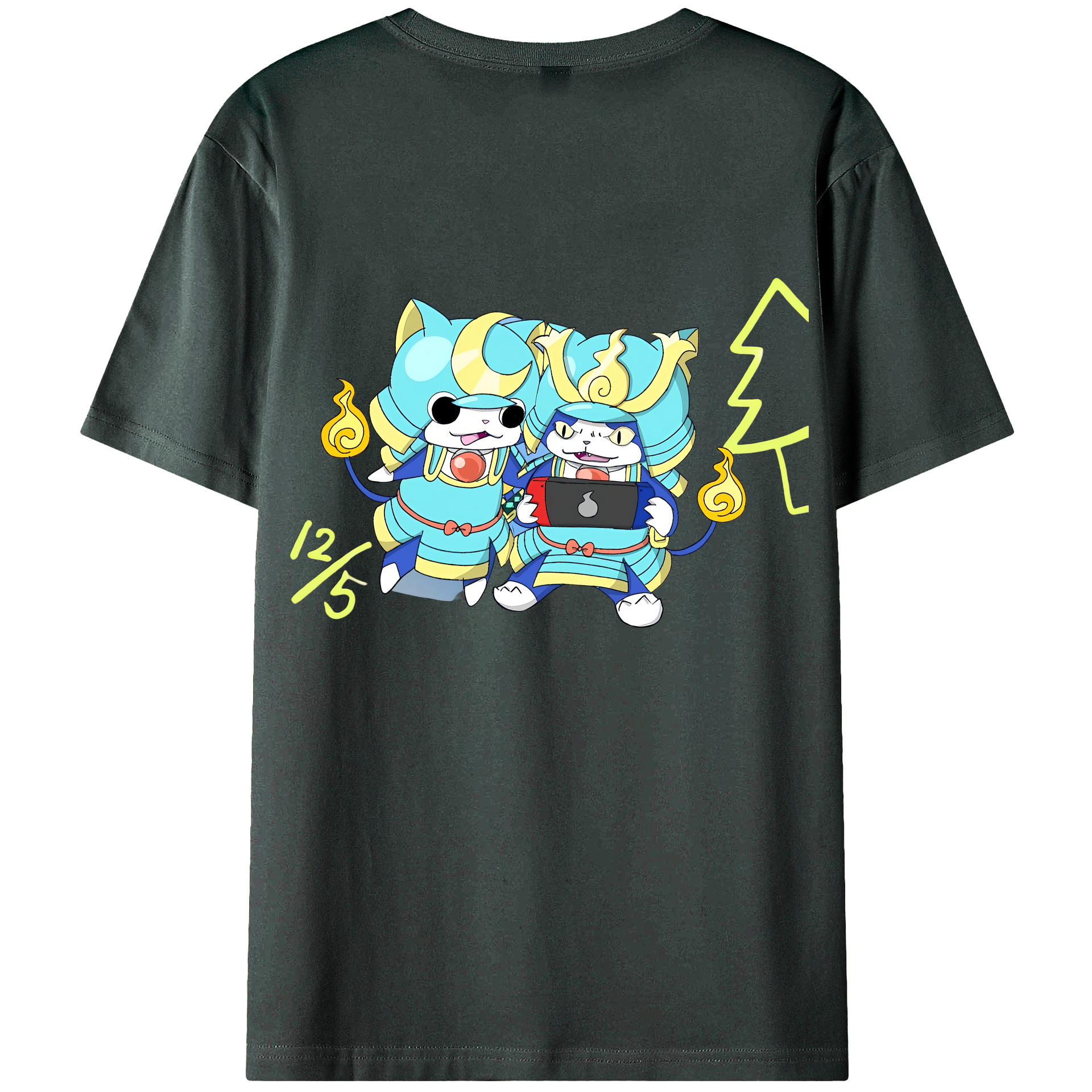 （画像用） 妖怪ウォッチ Yo-kai Watch 綿100％ メンズ半袖Tシャツ（バックプリント） 通気性